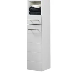 Wohnen Schränke<Badezimmer Hochschrank Veverino in Hochglanz Weiß