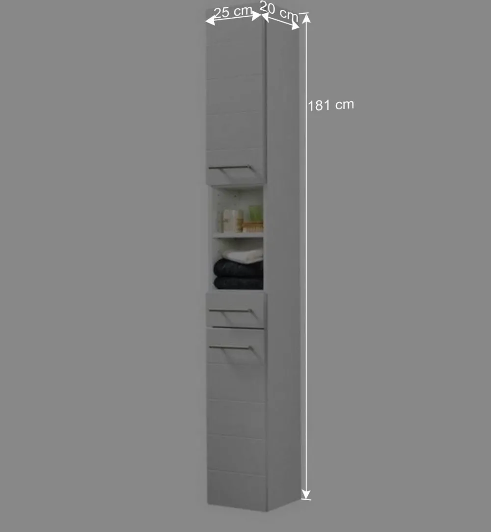 Wohnen Schränke<Badezimmer Hochschrank Veverino in Hochglanz Weiß