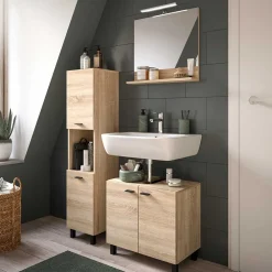 Wohnen Schränke<Badezimmerschrank in Sonoma-Eiche Optik - Hoxtona