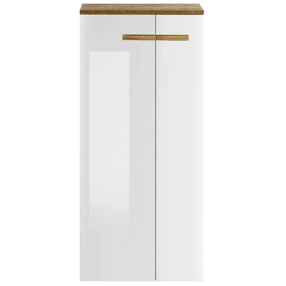 Wohnen Schränke<Badezimmerschrank in Weiß Hochglanz & Eiche - Vauflos