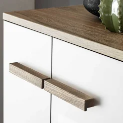 Wohnen Schränke<Badezimmerschrank in Weiß Hochglanz & Eiche - Vauflos
