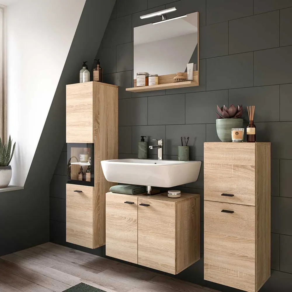Wohnen Schränke<Badschrank mit Glaseinsatz - Hoxtona