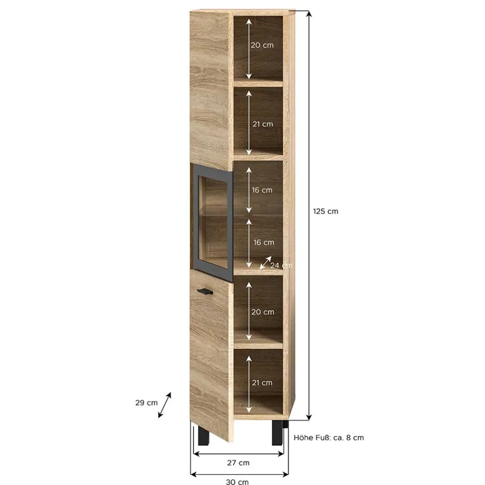 Wohnen Schränke<Badschrank mit Glaseinsatz - Hoxtona