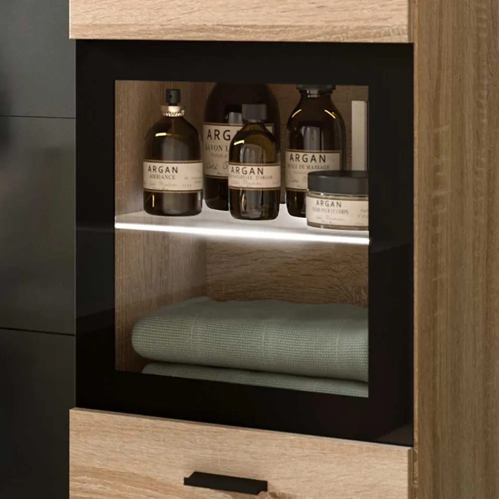 Wohnen Schränke<Badschrank mit Glaseinsatz - Hoxtona