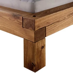 Wohnen Betten<Balken-Doppelbett mit Nachttischen im Set Housten aus Wildeiche massiv (dreiteilig)