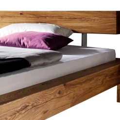 Wohnen Betten<Balken-Doppelbett mit Nachttischen im Set Housten aus Wildeiche massiv (dreiteilig)