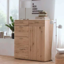Wohnen Highboards<Balkeneiche Kombikommode mit 4 Schubladen - Mabasa