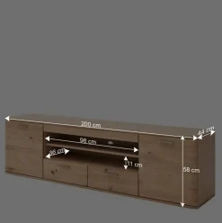 Wohnen Tv & Hifi-Möbel|Lowboards<Balkeneiche TV Element 200 cm breit - Mabasa