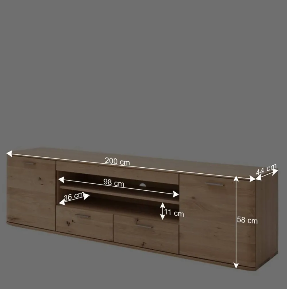 Wohnen Tv & Hifi-Möbel|Lowboards<Balkeneiche TV Element 200 cm breit - Mabasa