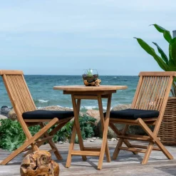 Wohnen Sitzgruppe<Balkon Tischgruppe aus Teak Massivholz - Senvelita (dreiteilig)