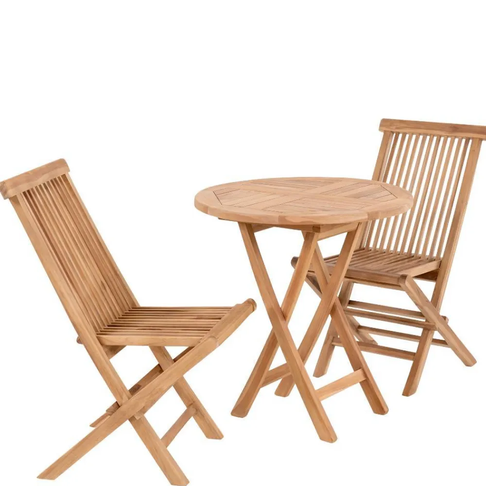 Wohnen Sitzgruppe<Balkon Tischgruppe aus Teak Massivholz - Senvelita (dreiteilig)