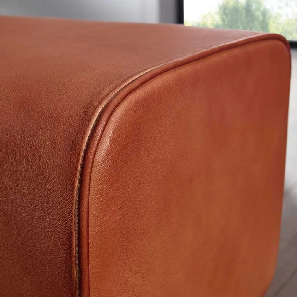 Wohnen Sitzbank<Bank in Turnbock Optik aus braunem Leder - Maestoso