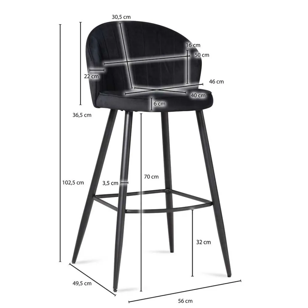 Wohnen Hocker|Stühle<Bar Polsterstuhl mit 70 cm Sitzhöhe - Tamdato (2er Set)