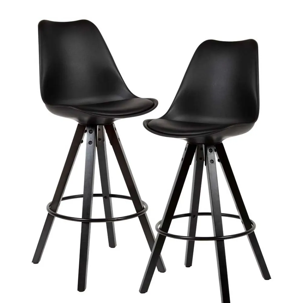 Wohnen Hocker<Bar Schalenstühle in Schwarz - Ilussiana (2er Set)