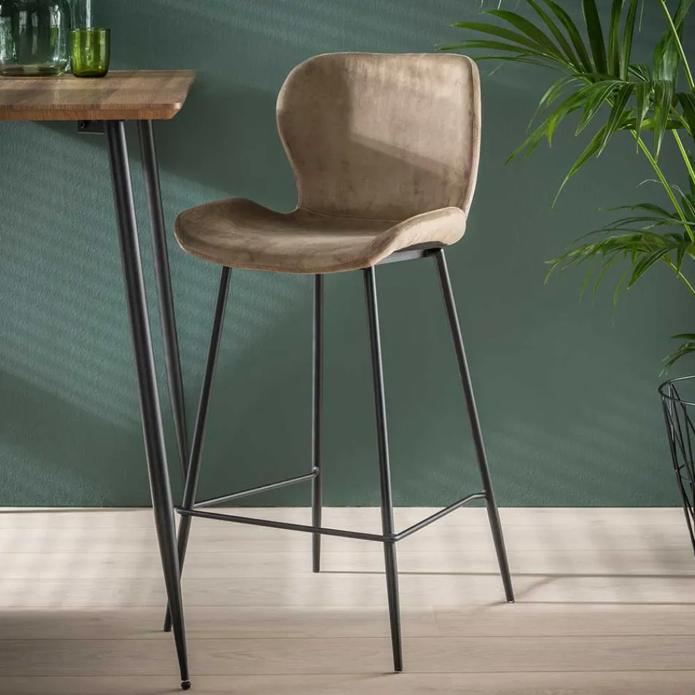 Wohnen Hocker<Bar Stühle in Beige & Schwarz - Ivalin (4er Set)
