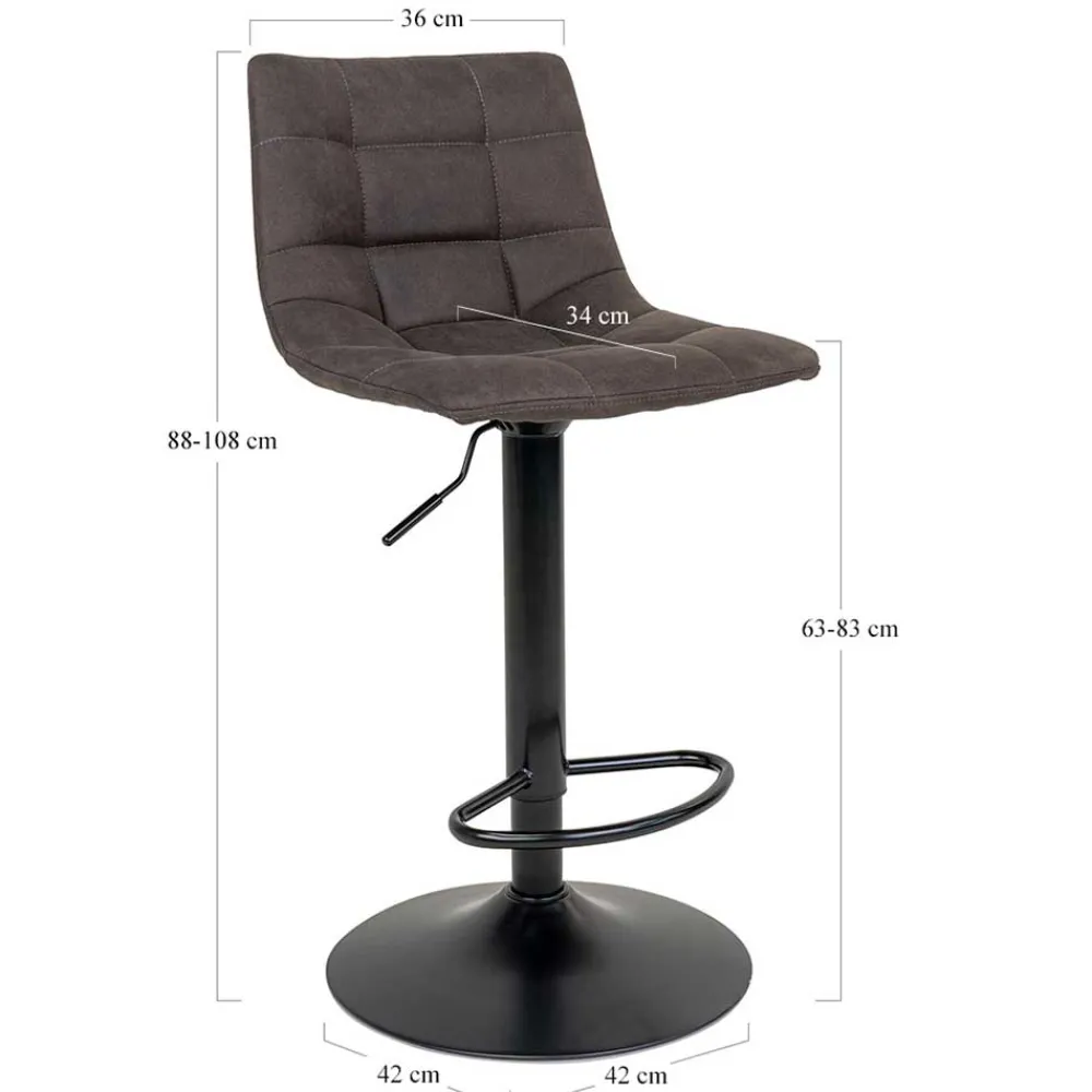 Wohnen Hocker<Bar Thekenstühle in Dunkelgrau - Rico (2er Set)