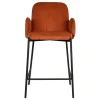 Wohnen Hocker<Barhocker mit Armlehnen aus Cord Rost Braun - Benede (2er Set)