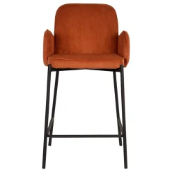 Wohnen Hocker<Barhocker mit Armlehnen aus Cord Rost Braun - Benede (2er Set)