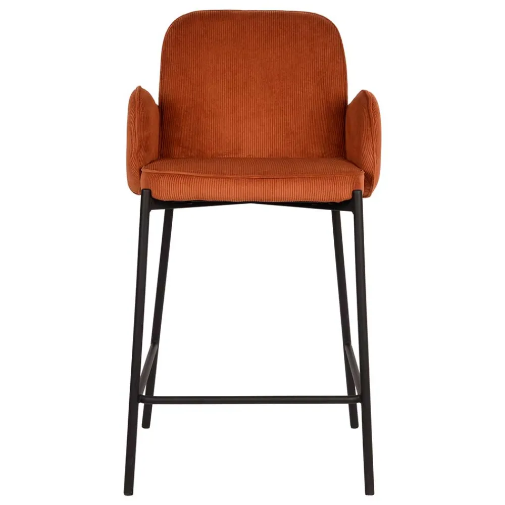 Wohnen Hocker<Barhocker mit Armlehnen aus Cord Rost Braun - Benede (2er Set)