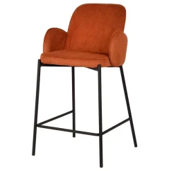 Wohnen Hocker<Barhocker mit Armlehnen aus Cord Rost Braun - Benede (2er Set)