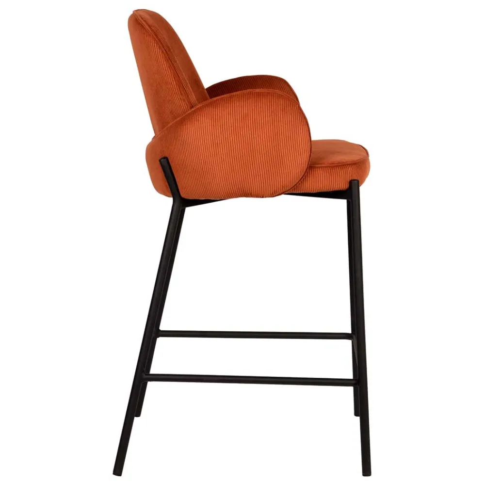 Wohnen Hocker<Barhocker mit Armlehnen aus Cord Rost Braun - Benede (2er Set)