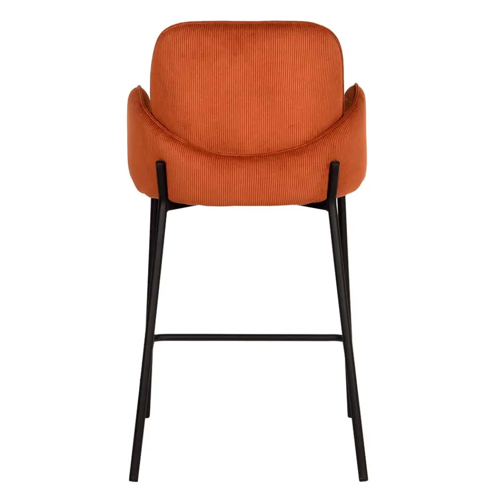 Wohnen Hocker<Barhocker mit Armlehnen aus Cord Rost Braun - Benede (2er Set)