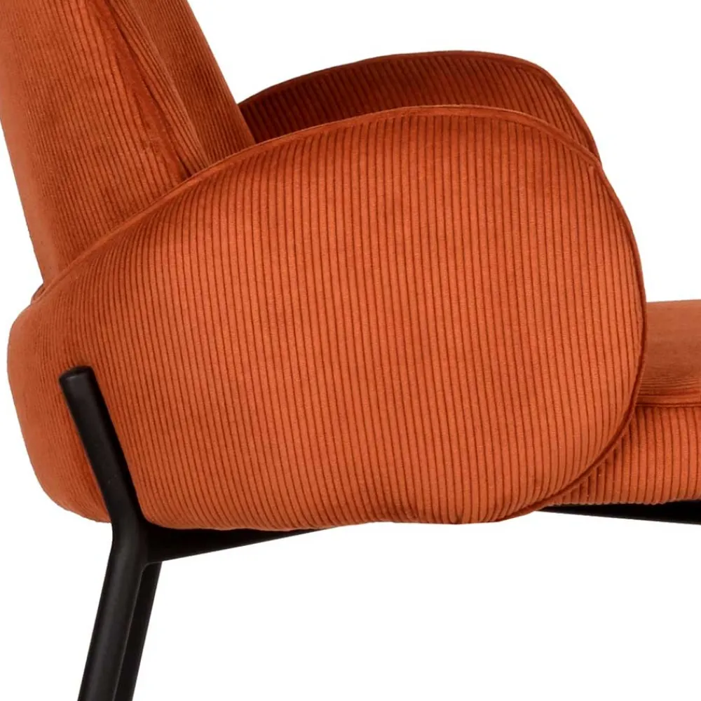 Wohnen Hocker<Barhocker mit Armlehnen aus Cord Rost Braun - Benede (2er Set)