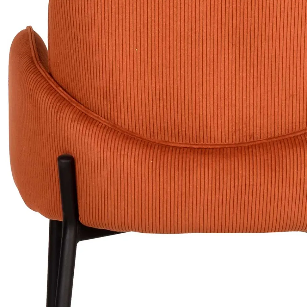 Wohnen Hocker<Barhocker mit Armlehnen aus Cord Rost Braun - Benede (2er Set)
