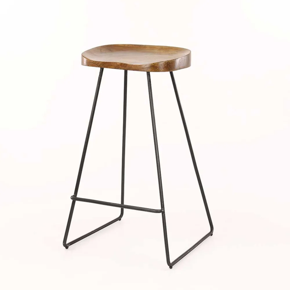 Wohnen Hocker<Barhocker mit Holzsitzen aus Akazie - Invitus (4er Set)