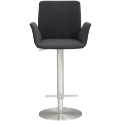 Wohnen Hocker<Barhocker mit Lehne & Armlehnen in Anthrazit - Kanella