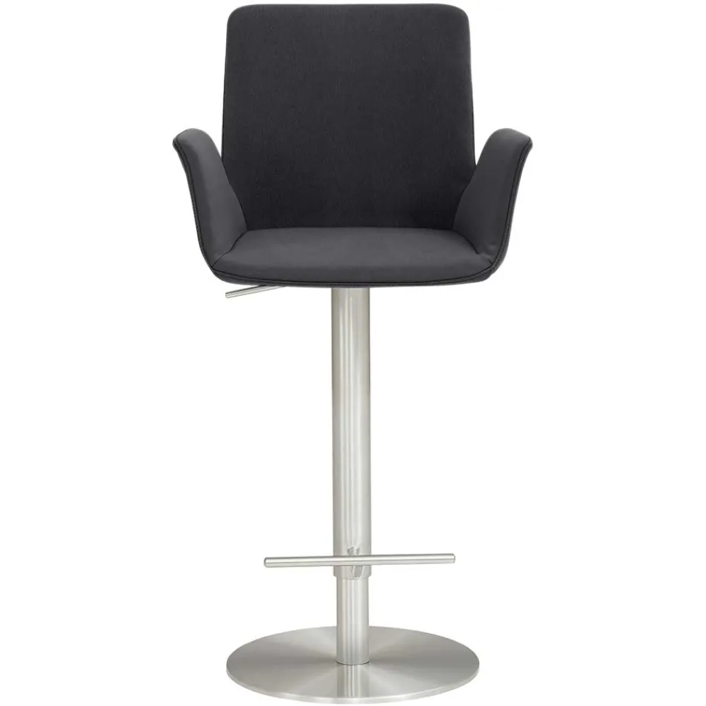 Wohnen Hocker<Barhocker mit Lehne & Armlehnen in Anthrazit - Kanella