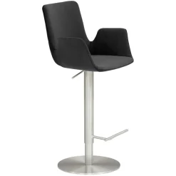 Wohnen Hocker<Barhocker mit Lehne & Armlehnen in Anthrazit - Kanella