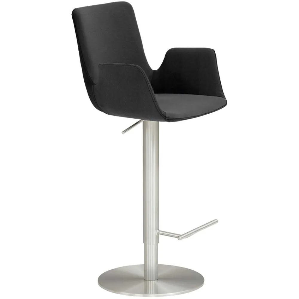 Wohnen Hocker<Barhocker mit Lehne & Armlehnen in Anthrazit - Kanella