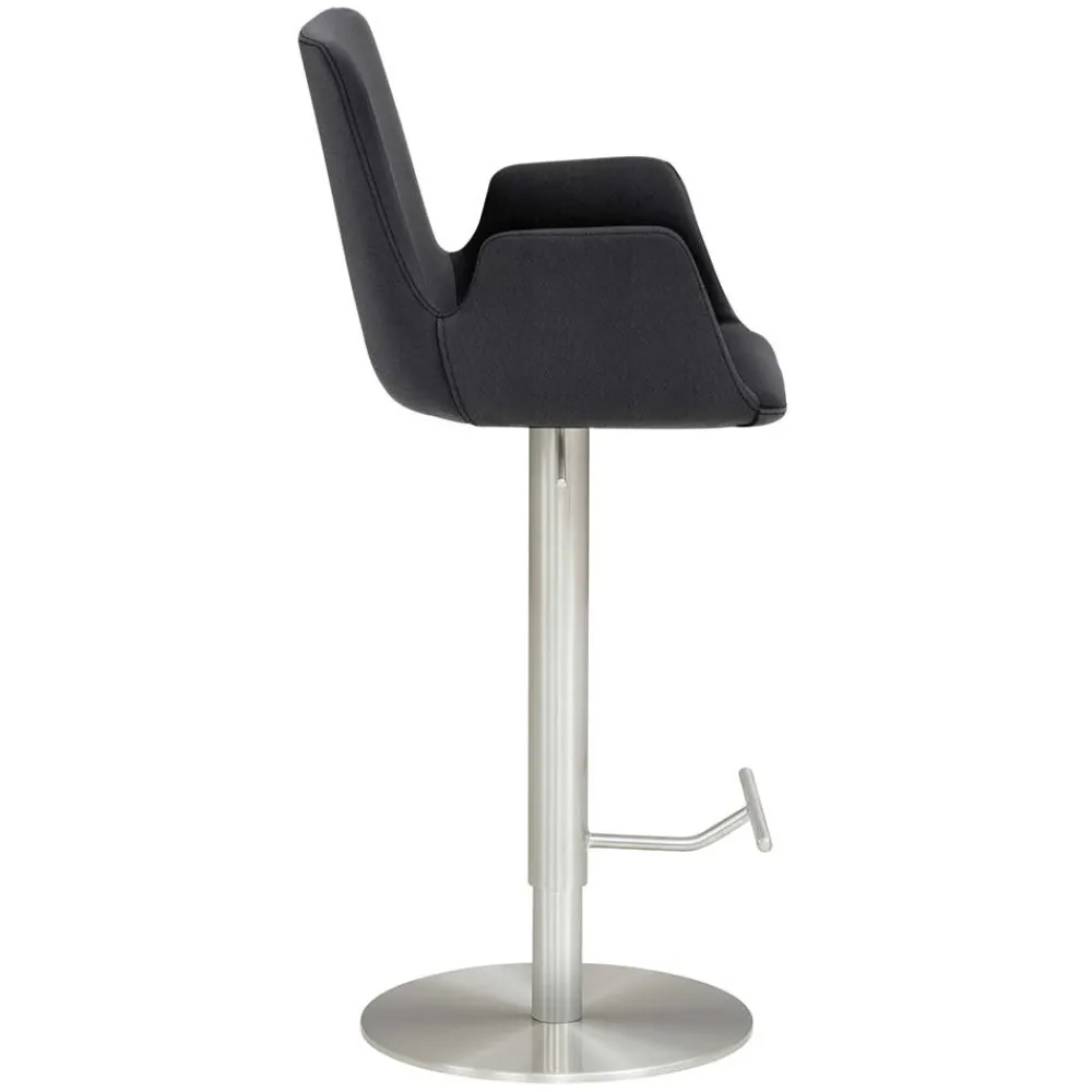Wohnen Hocker<Barhocker mit Lehne & Armlehnen in Anthrazit - Kanella
