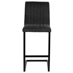 Wohnen Hocker<Barhocker mit Lehne aus Strukturstoff Anthrazit - Talyteo (2er Set)