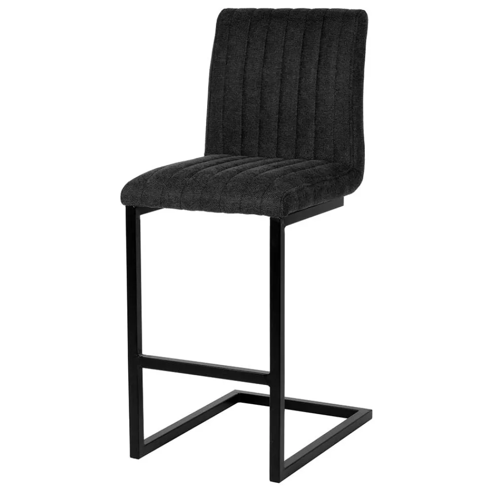 Wohnen Hocker<Barhocker mit Lehne aus Strukturstoff Anthrazit - Talyteo (2er Set)