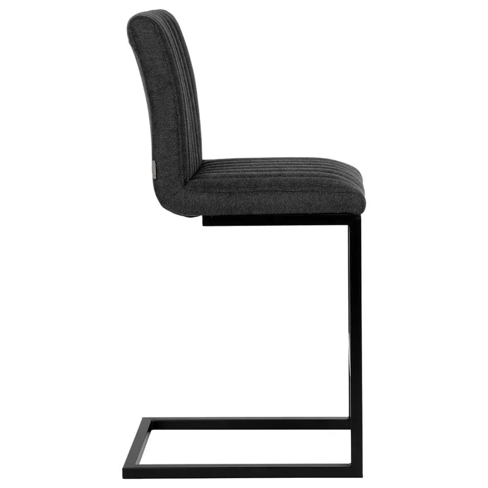 Wohnen Hocker<Barhocker mit Lehne aus Strukturstoff Anthrazit - Talyteo (2er Set)