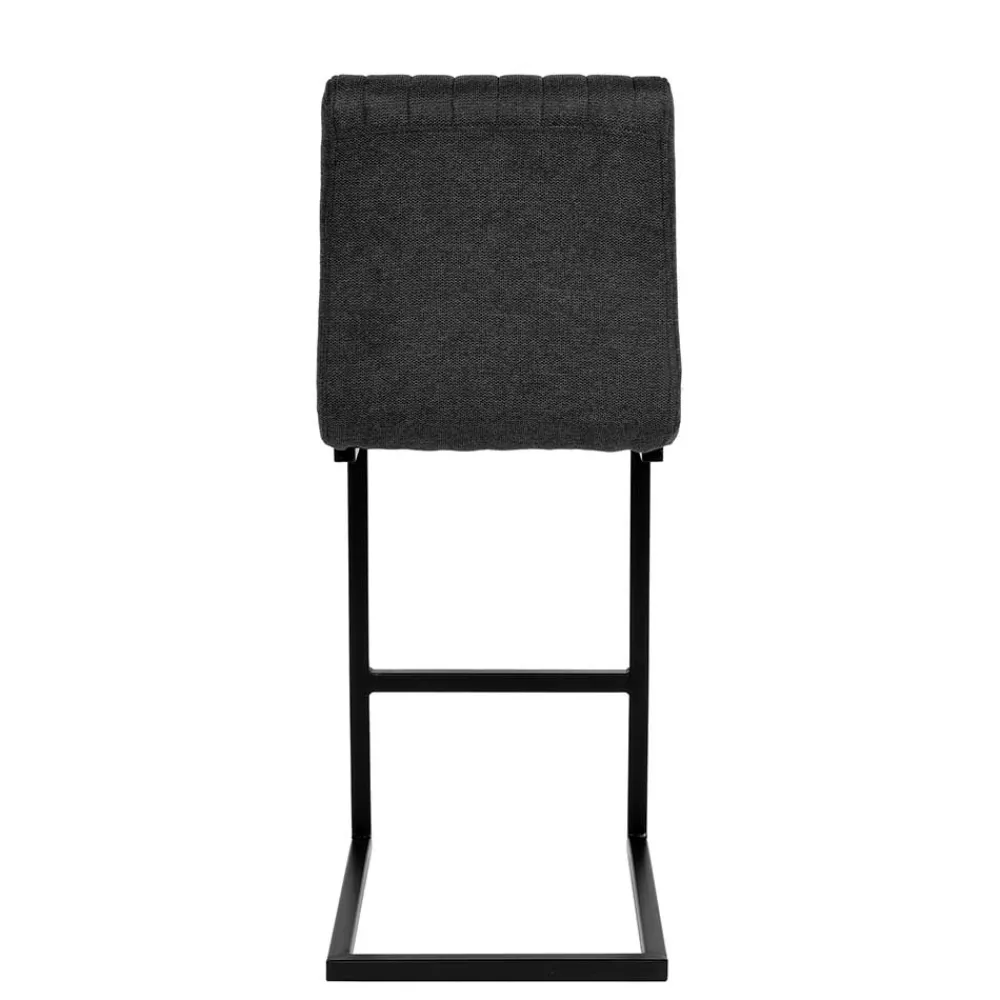 Wohnen Hocker<Barhocker mit Lehne aus Strukturstoff Anthrazit - Talyteo (2er Set)