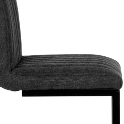 Wohnen Hocker<Barhocker mit Lehne aus Strukturstoff Anthrazit - Talyteo (2er Set)
