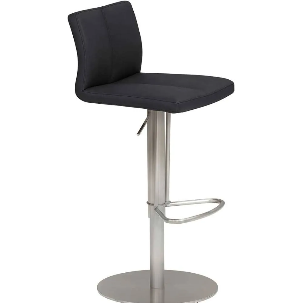 Wohnen Hocker<Barhocker mit Lehne in Anthrazit Microfaser - Tyvoria