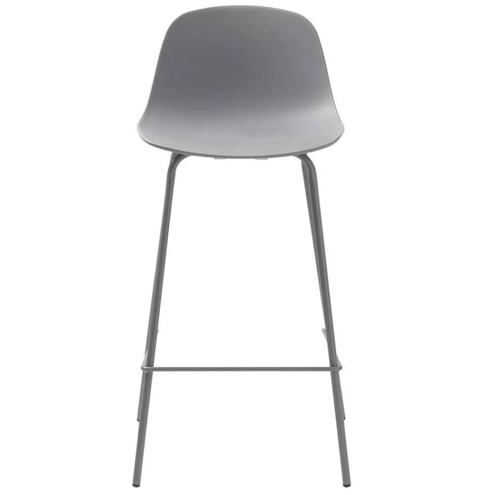 Wohnen Hocker<Barhocker mit Lehne in Grau - Marcala (2er Set)