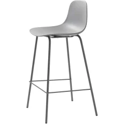 Wohnen Hocker<Barhocker mit Lehne in Grau - Marcala (2er Set)