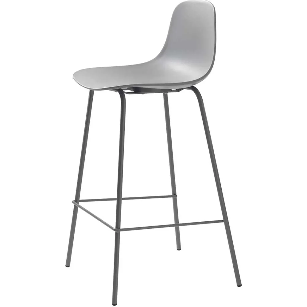 Wohnen Hocker<Barhocker mit Lehne in Grau - Marcala (2er Set)