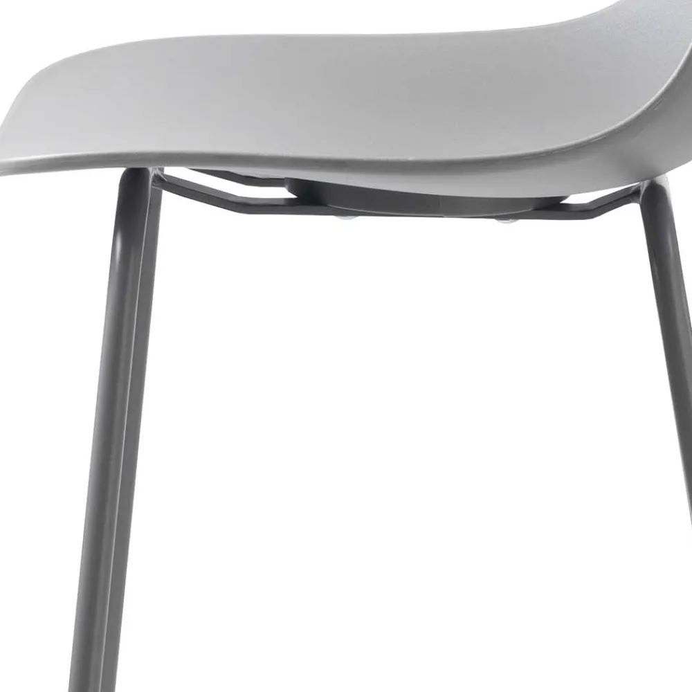 Wohnen Hocker<Barhocker mit Lehne in Grau - Marcala (2er Set)