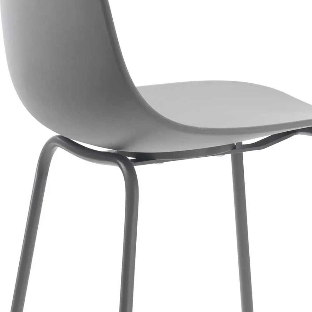 Wohnen Hocker<Barhocker mit Lehne in Grau - Marcala (2er Set)