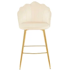 Wohnen Hocker<Barhocker mit Muschel-Lehne in Beige - Grovossa (2er Set)