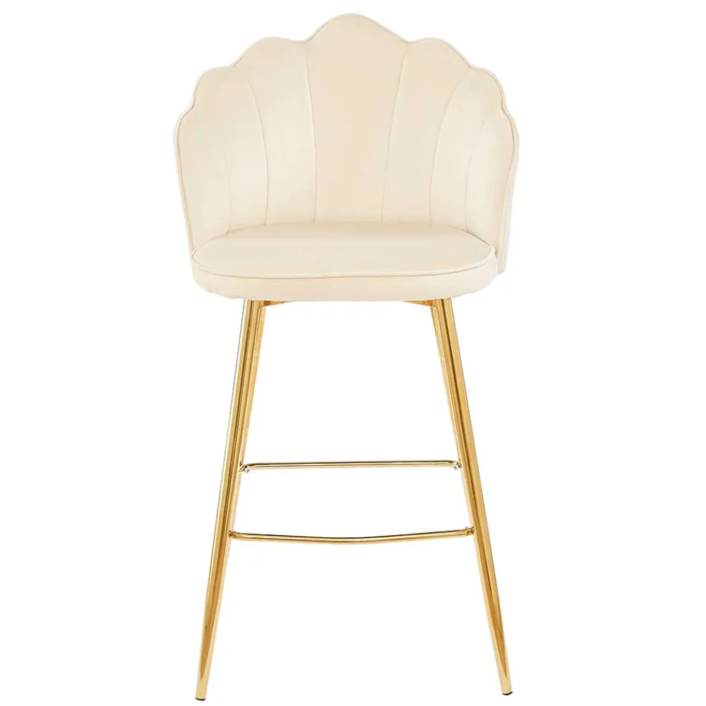 Wohnen Hocker<Barhocker mit Muschel-Lehne in Beige - Grovossa (2er Set)