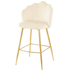 Wohnen Hocker<Barhocker mit Muschel-Lehne in Beige - Grovossa (2er Set)