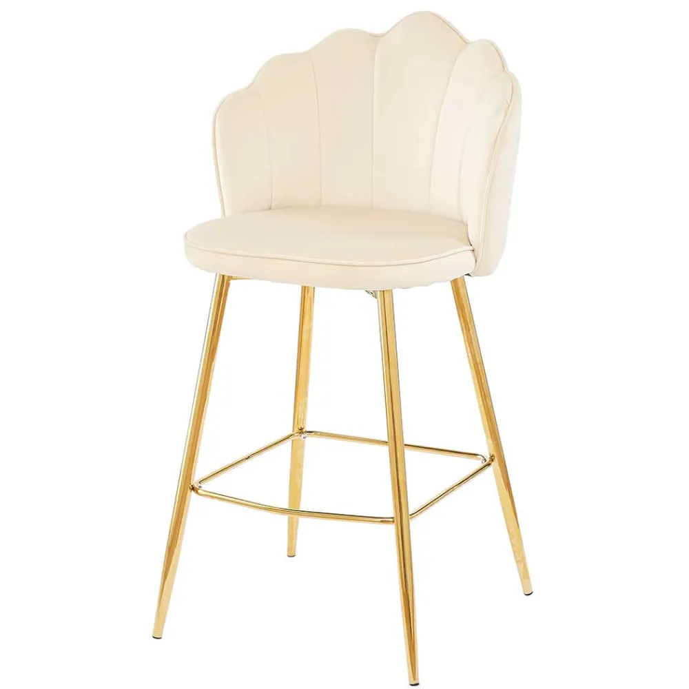 Wohnen Hocker<Barhocker mit Muschel-Lehne in Beige - Grovossa (2er Set)