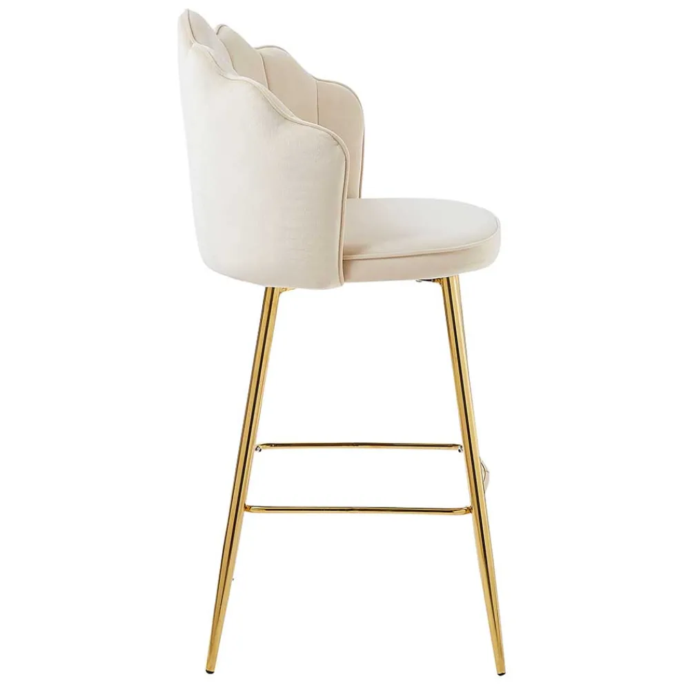 Wohnen Hocker<Barhocker mit Muschel-Lehne in Beige - Grovossa (2er Set)
